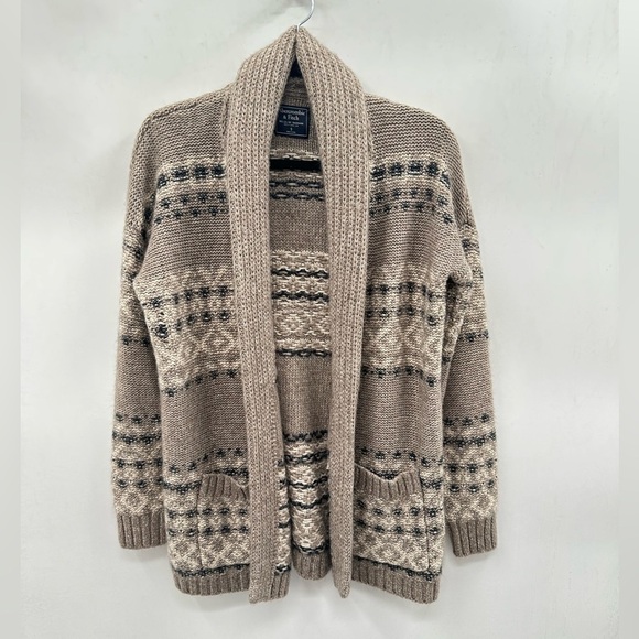 VTG ABERCROMBIE & FITCH S Airspun patterned knit shawl collar cardigan Y2k 90'S - Picture 2 of 14